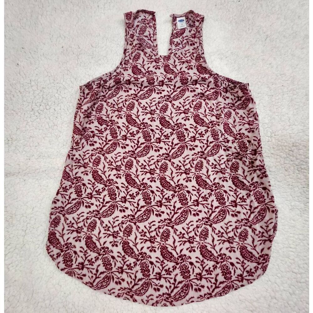 Old Navy floral design Maroon and cream top Size XS